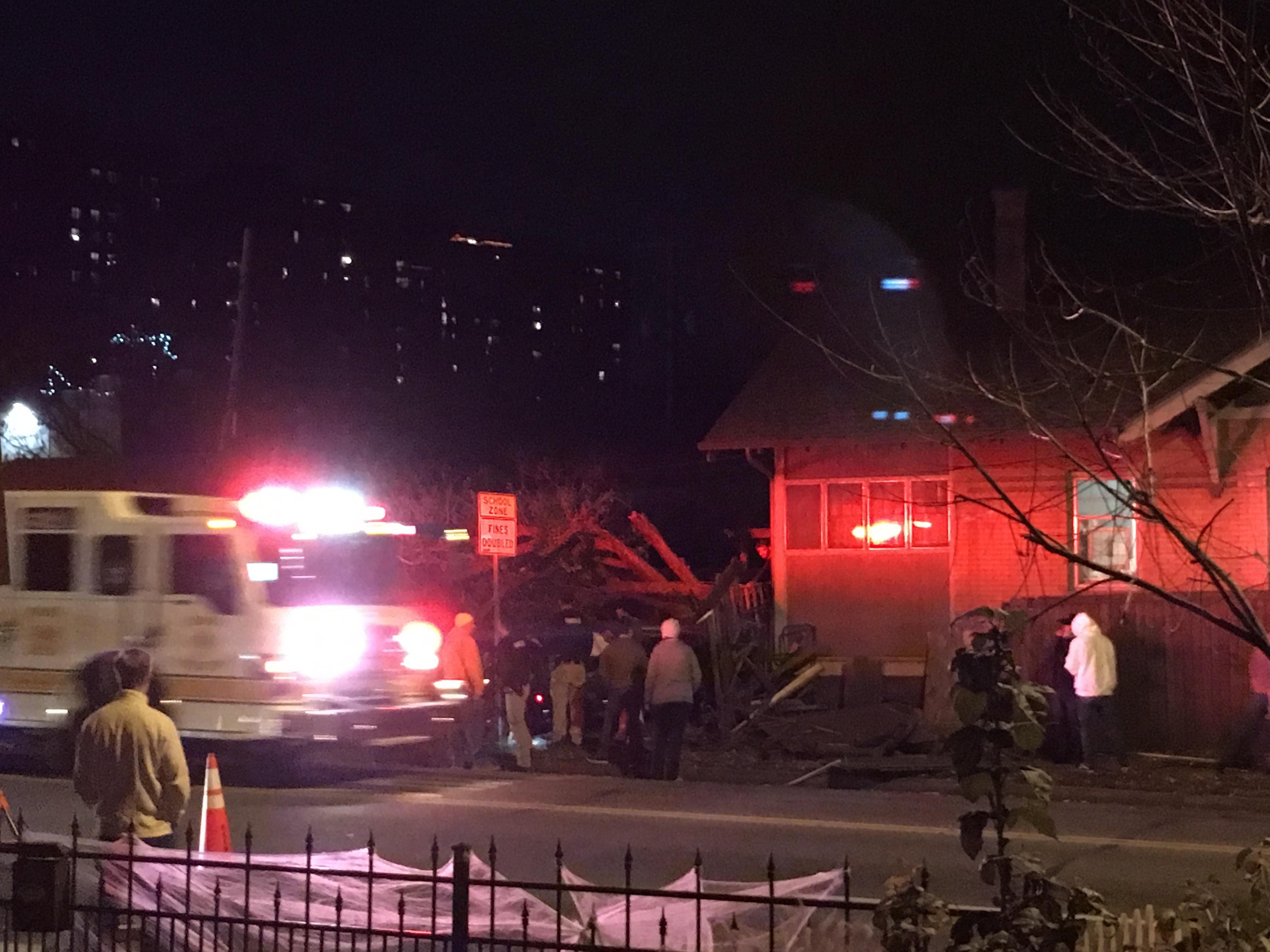 Emergency response to crash into home